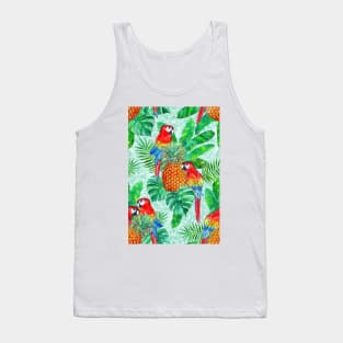 Pineapples and Parrots Tropical Summer Pattern Tank Top